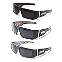 Locs Gangsta Sunglasses Various Combos 58 Style (3 Pack Black Plain Red Bandana White Bandana)