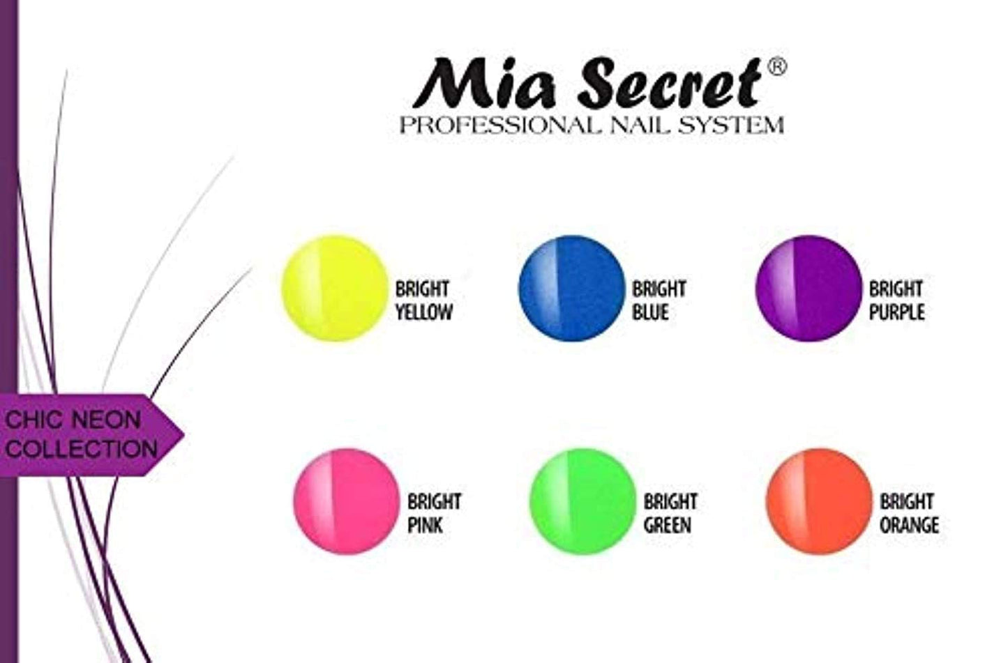 Mia Secret Chic Neon Collection Nail Art Acrylic Powder, (Set of 6 Color) Beauty & Personal Care Mia Secret