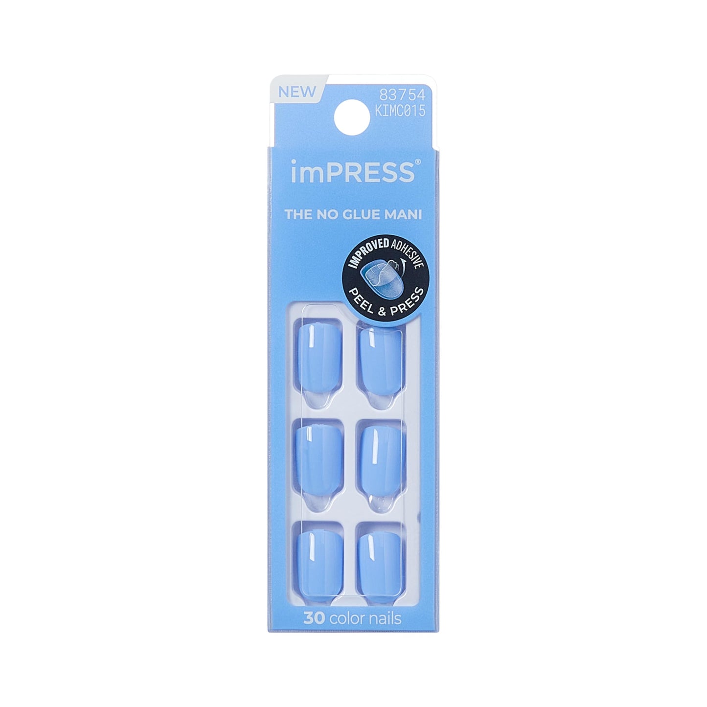 Kiss Impress No Glue Mani Press On Nails, Color, 'Baby why so Blue', Blue, Short Size, Squoval Shape, Includes 30 Nails, Prep Pad, Instructions Sheet Beauty & Personal Care imPRESS
