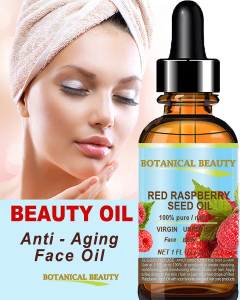 Botanical Beauty RED RASPBERRY SEED OIL 100% Pure Natural Virgin Unrefined Undiluted Cold Pressed Carrier Oil for Face, Skin, Hair, Body, Nails. Rich
