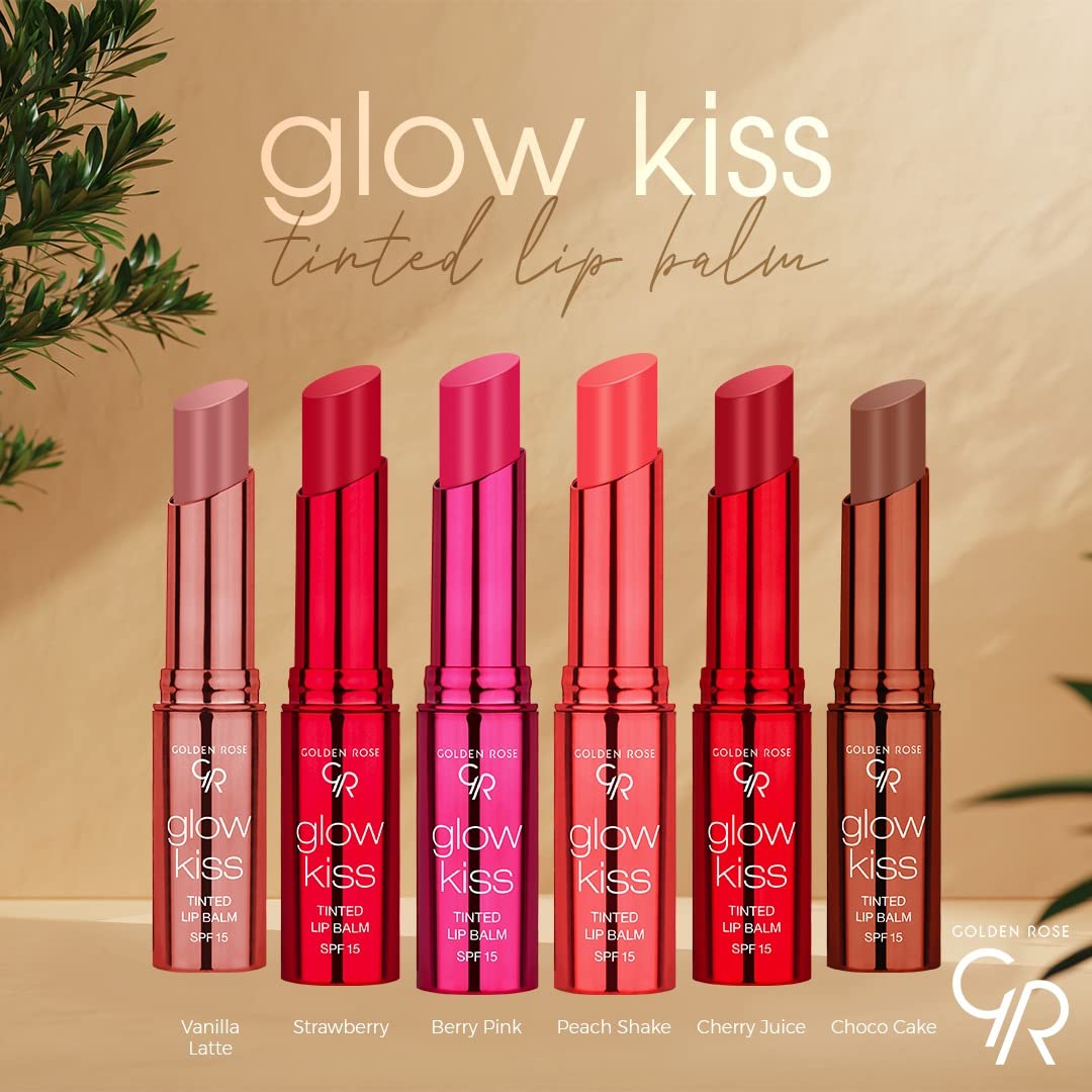 Golden Rose Cosmetics Glow Kiss Tinted Lip Balm with SPF15, Vegan Formula (Choco Cake) Beauty and Personal Care Golden Rose
