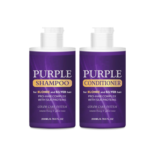 Purple Shampoo and Conditioner Set, Purple Toning Shampoo & Conditioner for Blonde, Bleached, Silver, Gray Hair, Color Treated Hair, Removes Yellow