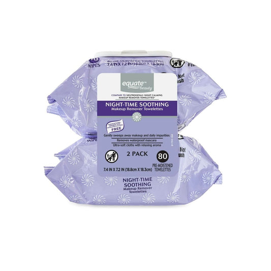 Equate Pre-Moistened Night-Time Soothing Makeup Remover Towelettes, 80 Ct, 2 Pk Beauty & Personal Care Equate