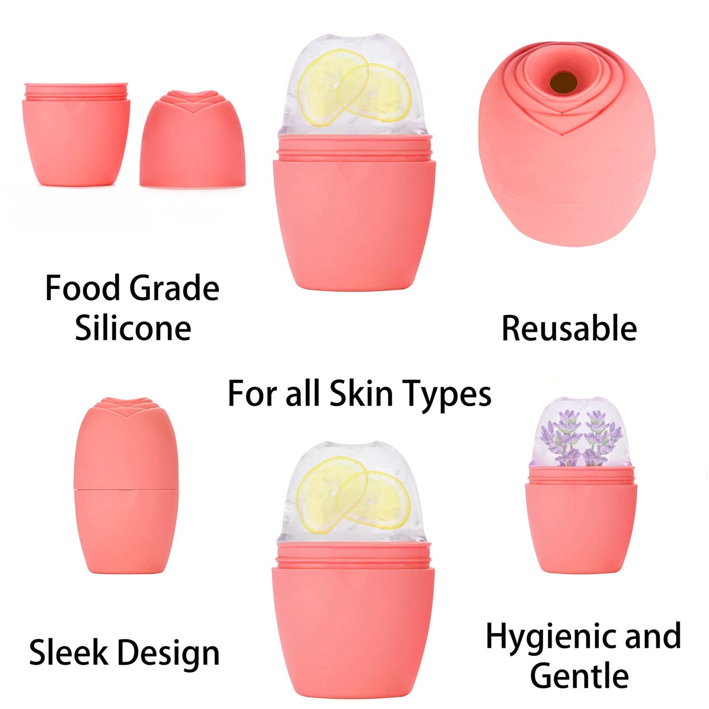 Evmliy Ice Roller for Face, Silicone Ice Roller Facial Ice Mold to Brighten Skin Enhancing Natural Glow, Reusable Ice Roller for Face & Eye Puffiness