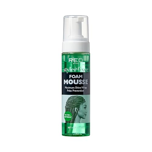 Red by Kiss Foaming Mousse, Maximum Shine Wrap Mousse, Reduce & Prevent Frizz, Define Curls, Set & Hold Styles, Nourishes Dry & Brittle Hair (Tea Tree