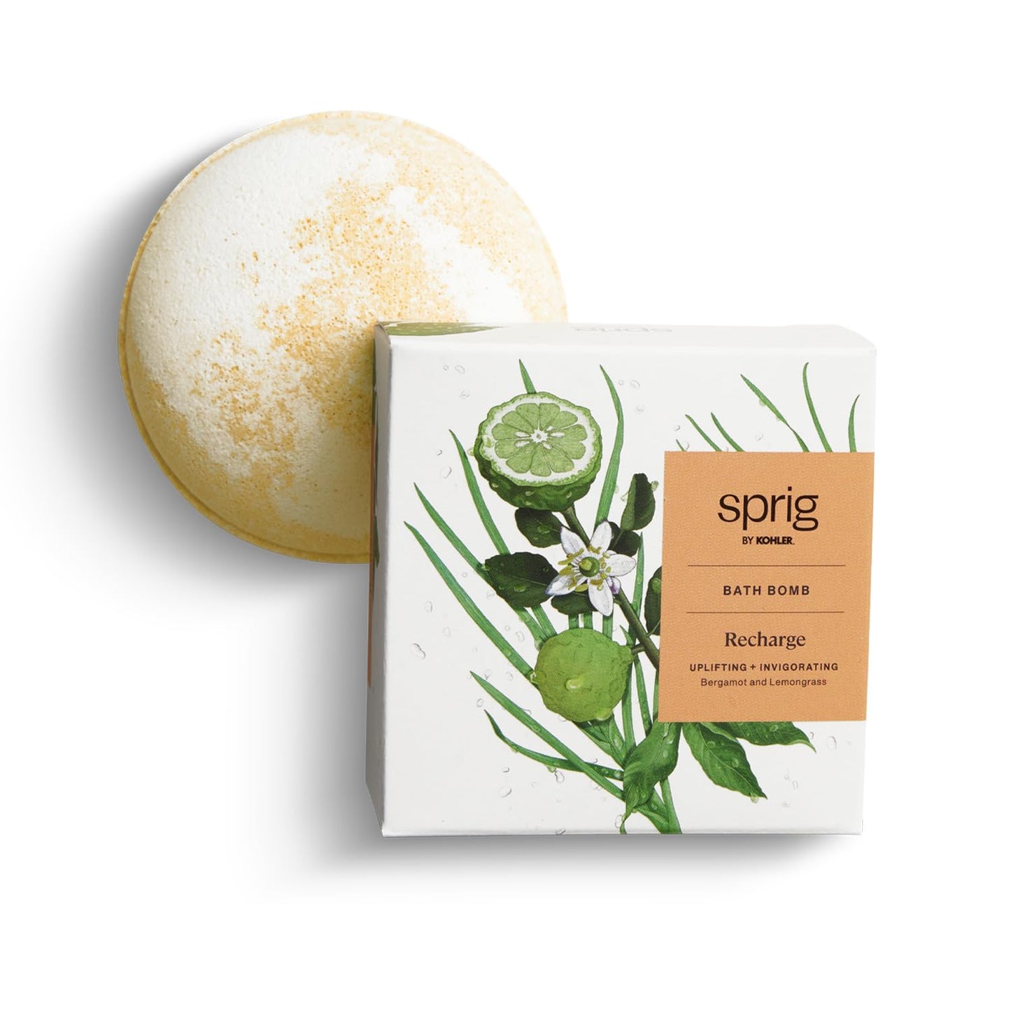 Sprig by Kohler Bergamot + Lemongrass Bath Bomb, Hypoallergenic, Made with Natural Botanicals & Premium Skincare Ingredients (Shea Butter, Coconut…
