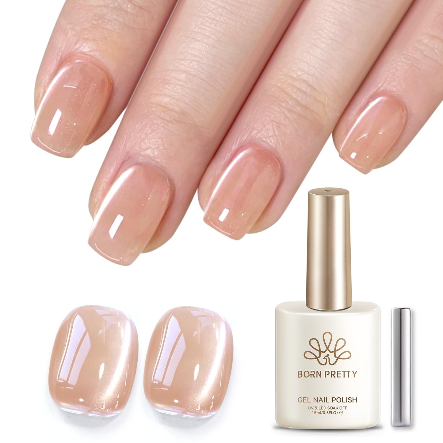 BORN PRETTY Cat Magnetic Eye Gel Nail Polish,15ML Water Light Brown Magnetic Shimmer Glitter Holographic Gel Polish Jelly Glass Crystal Nail Polish Beauty and Personal Care Born Pretty Default Title