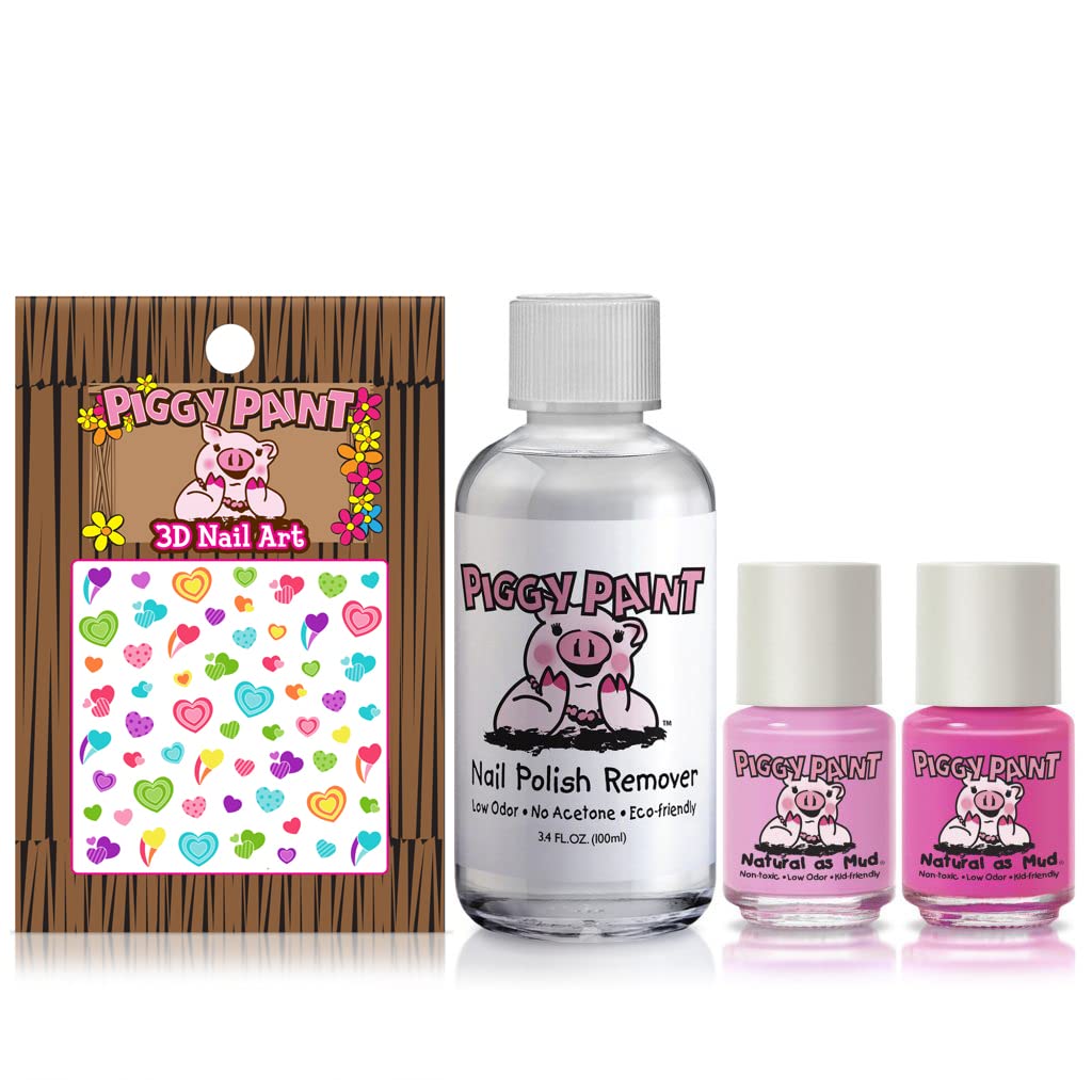 Piggy Paint | 100% Non-Toxic Girls Nail Polish | Safe, Cruelty-Free, Vegan, & Low Odor Nail Polish for Kids | Perfectly Pink (2 Polish, 1 Remover