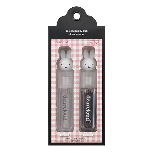 dearcloud Miffy Lip Serum Jelly Duo - Hydrating Lip Gloss for Women with Hyaluronic Acid, Rosehip & Jojoba Seed Oils- Korean Skin Care pH Color