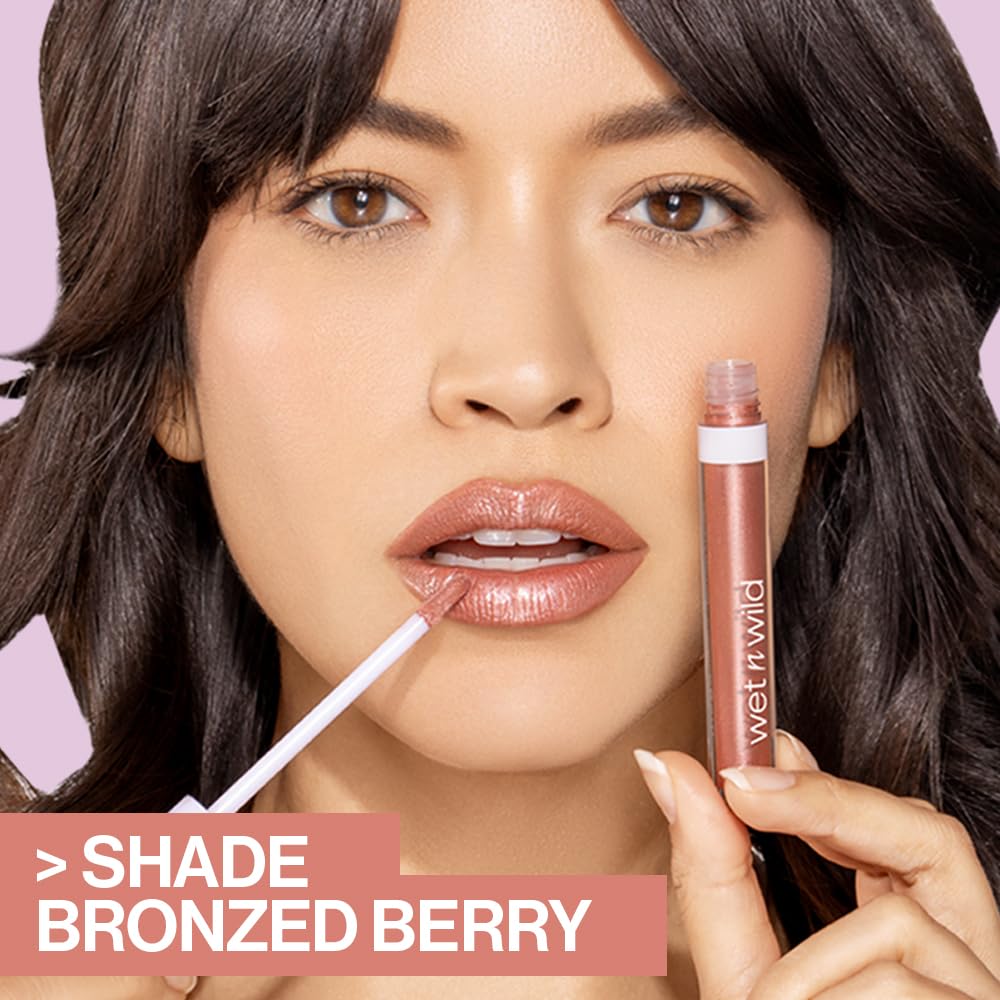 wet n wild MegaSlicks Lip Gloss, Ultra-Glossy, Vitamin-E Enriched, Ultra-Gloss High Shine Moisturizing, Cruelty-Free & Vegan - Berried Treasure