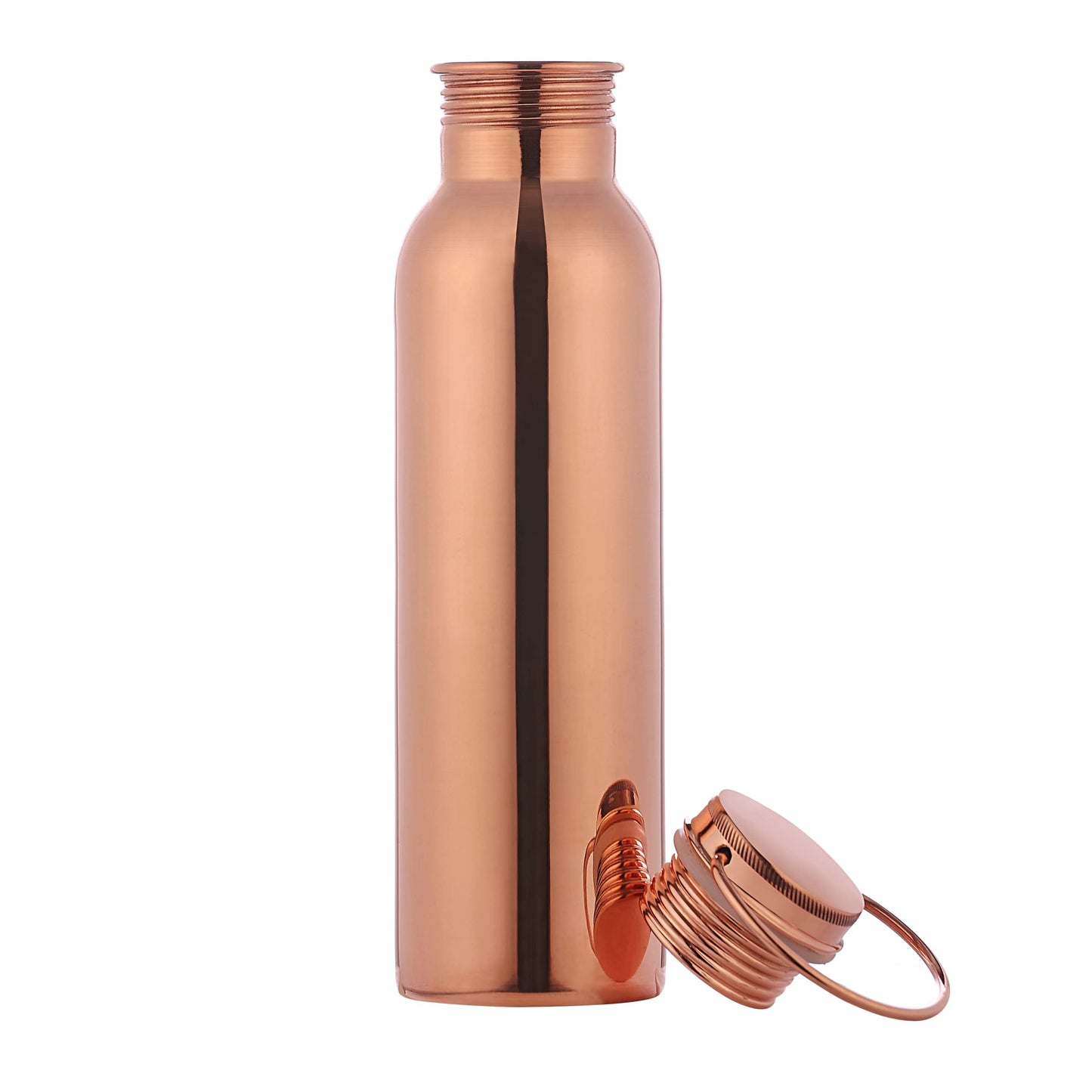Pure Copper Water Bottle with Handle, 600 Ml, UNLINED, UNCOATED and LACQURED-FREE for Ayurvedic Health Benefits
