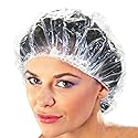 100 Disposable Clear Mop Mob Caps Clipped Hair Head Cover Shower Cap Plastic for Beauty Salon,Food Service,Hospitals,Laboratories,Manufacturing or