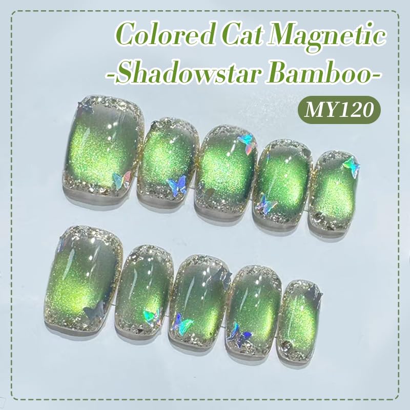 Born Pretty Cat Magnetic Gel Nail Polish, Green Gel Polish Crystal Cat Holographic Magnetic Nail Polish Nail Art Manicure Salon DIY at Home 15ML Beauty and Personal Care Born Pretty