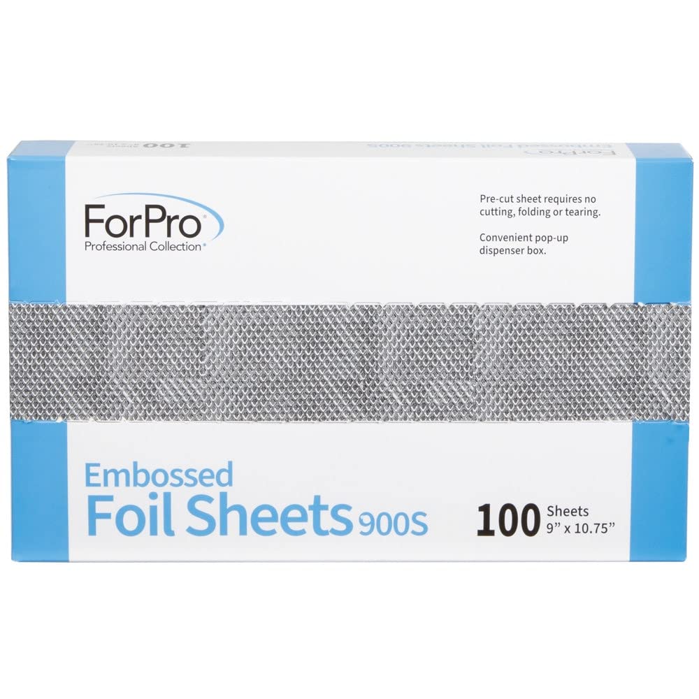 ForPro Professional Collection Embossed Foil Sheets 900S, Aluminum Foil, Pop-Up Dispenser, for Hair Color Application and Highlighting Services, Food