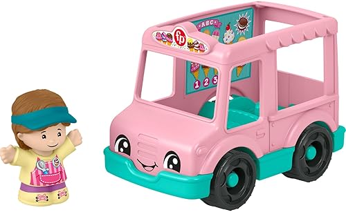 Fisher-Price Little People Toddler Toys Ice Cream Truck Push-Along Vehicle & Figure for Pretend Play Preschool Kids Ages 1+ Years