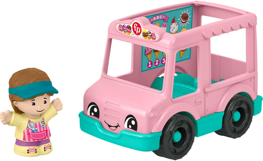 Fisher-Price Little People Toddler Toys Ice Cream Truck Push-Along Vehicle & Figure for Pretend Play Preschool Kids Ages 1+ Years