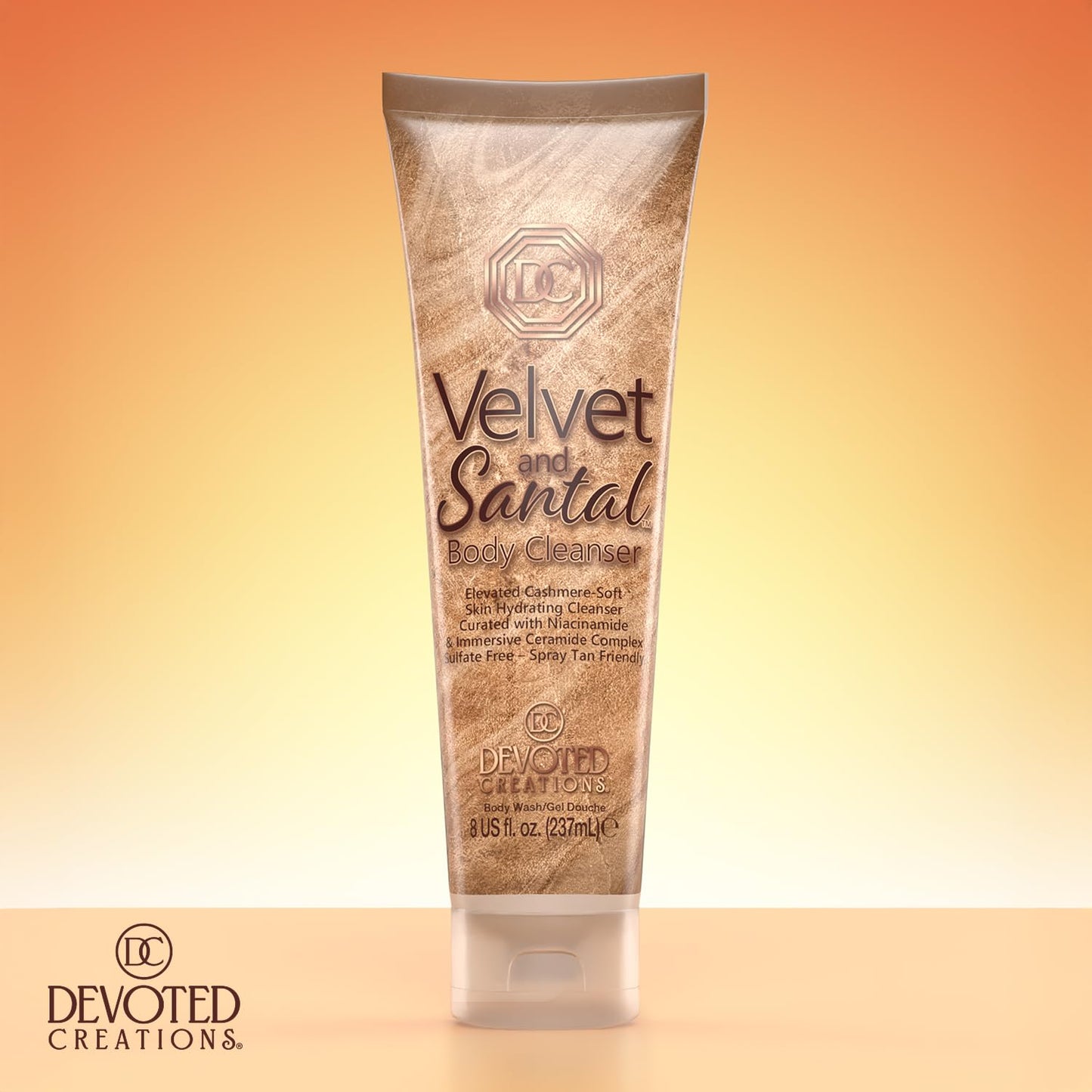 Devoted Creations Velvet and Santal Body Cleanser - Elevated Cashmere-Soft Skin Foaming Hydrating Body Cleanser