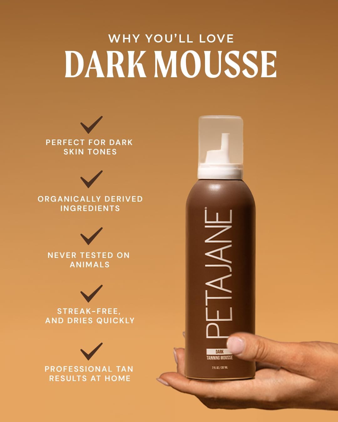 Dark Tanning Mousse, Fast-Absorbing Self Tanner Foam - 7 Fl Oz, 2 Pack Beauty and Personal Care Peta Jane