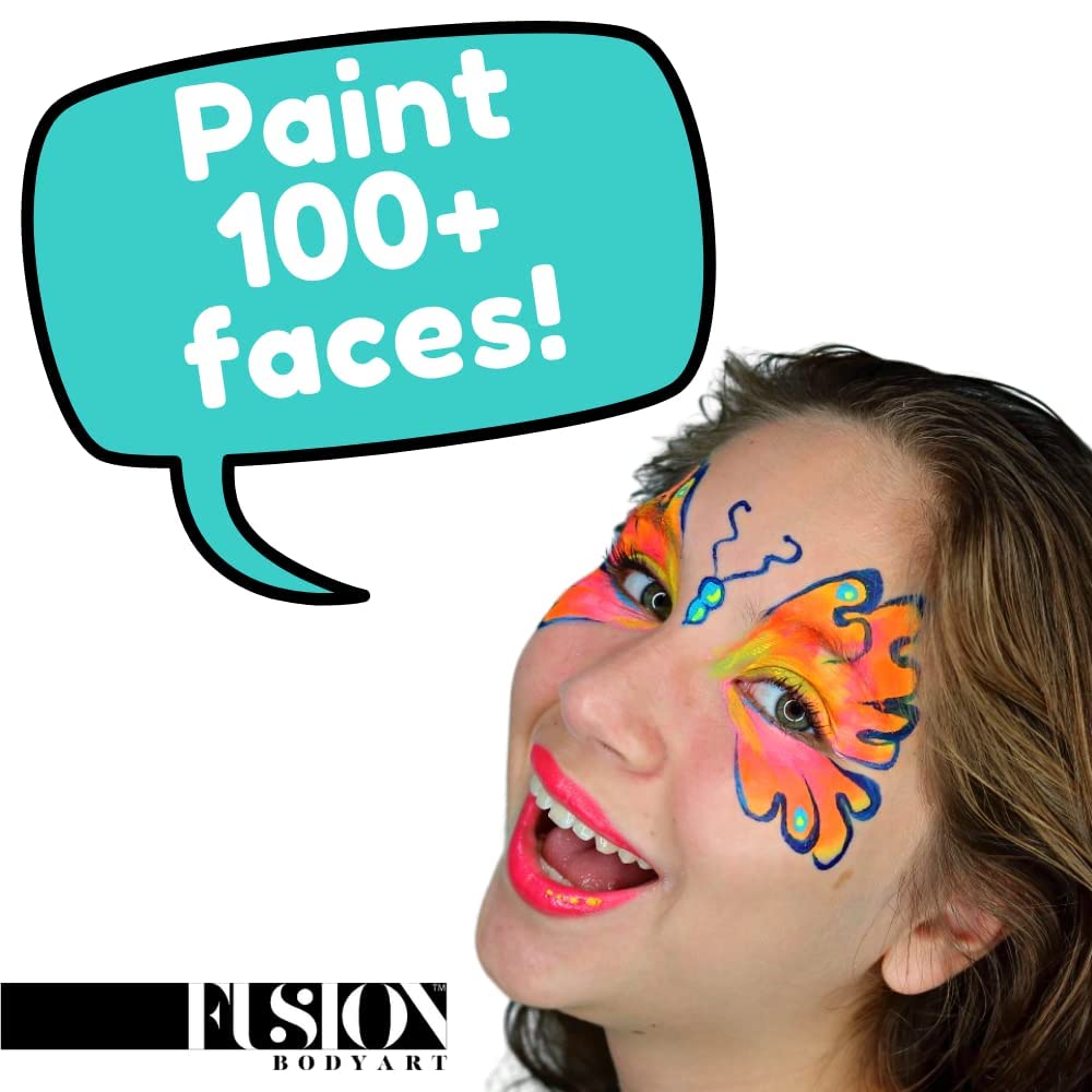 Fusion Body Art Pro Face Paint | Pearl Winter Blue (25gm), Professional Quality Water Activated Shimmery Face and Body Paint Supplies Single Metallic