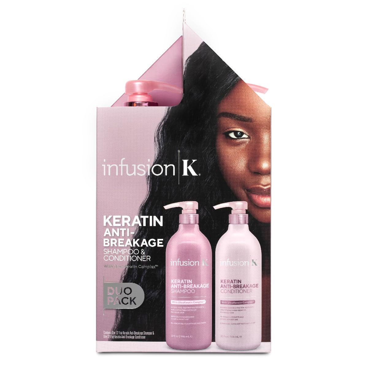 Infusion K Keratin Anti-Breakage Shampoo & Conditioner with UltraKeratin Complex | Hydrates & Strengthens | Enhances Softness & Shine | Color Safe |