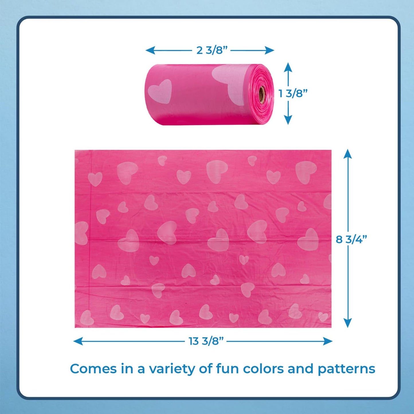 Best Pet Supplies Dog Poop Bags (150) – Leak-Proof, Tear-Resistant Waste Bags for Puppy Walking & Travel, Pink Heart Design