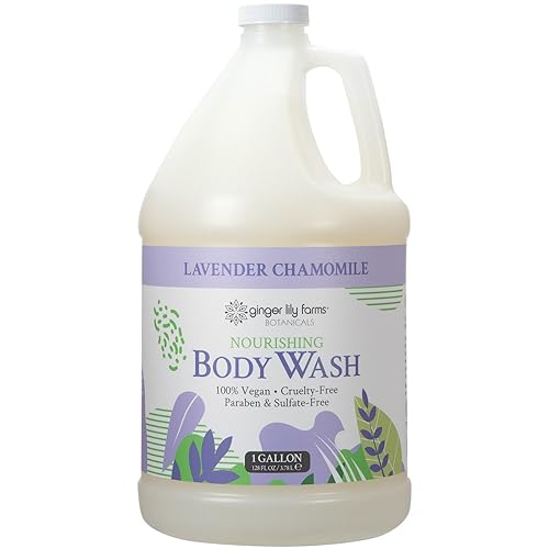 Ginger Lily Farms Botanicals Nourishing Body Wash, 100% Vegan & Cruelty-Free, Bath & Shower Gel for Men and Women, Lavender Chamomile Scent, 1 Gallon
