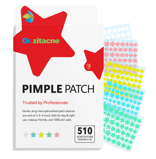 Pimple Patches, Acne Patches Hydrocolloid for Face, Cute Star Zit Covers, Colorful Spot Stickers with Tea Tree, Salicylic Acid & Centella Oil, 5 Sizes Beauty and Personal Care Dr. Zitacne Default Title