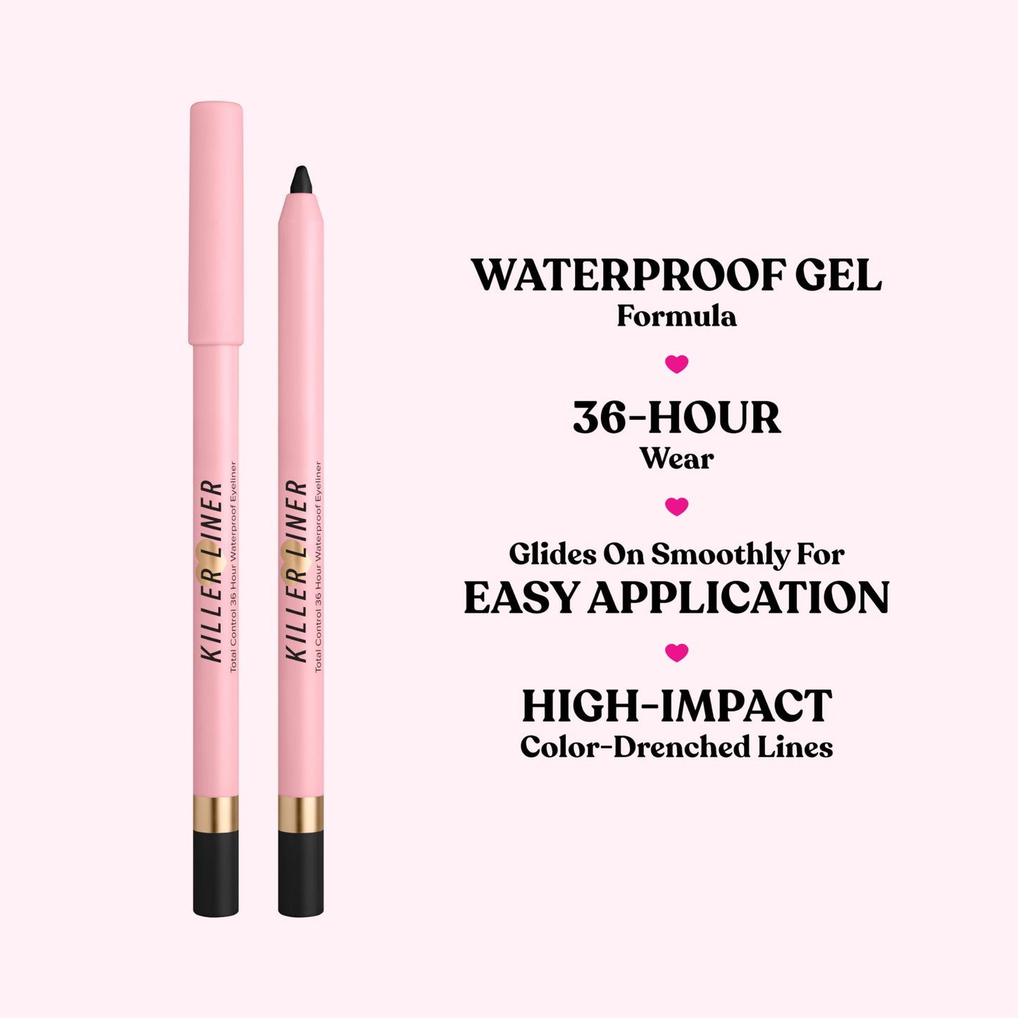 Too Faced Killer Liner 36-Hour Gel Eyeliner Pencil | Long Lasting, Waterproof, Non-Flaking Eyeliner Pencil, 0.04 Ounce, Black