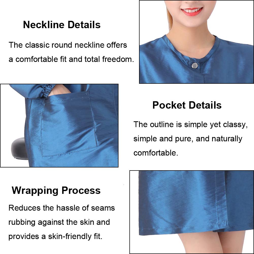 KAHOT Professional Salon Barber Smock Stylist Jacket Cosmetology Uniform Hairdressing Cape Workwear Pet Grooming Coveralls (Blue, XL)