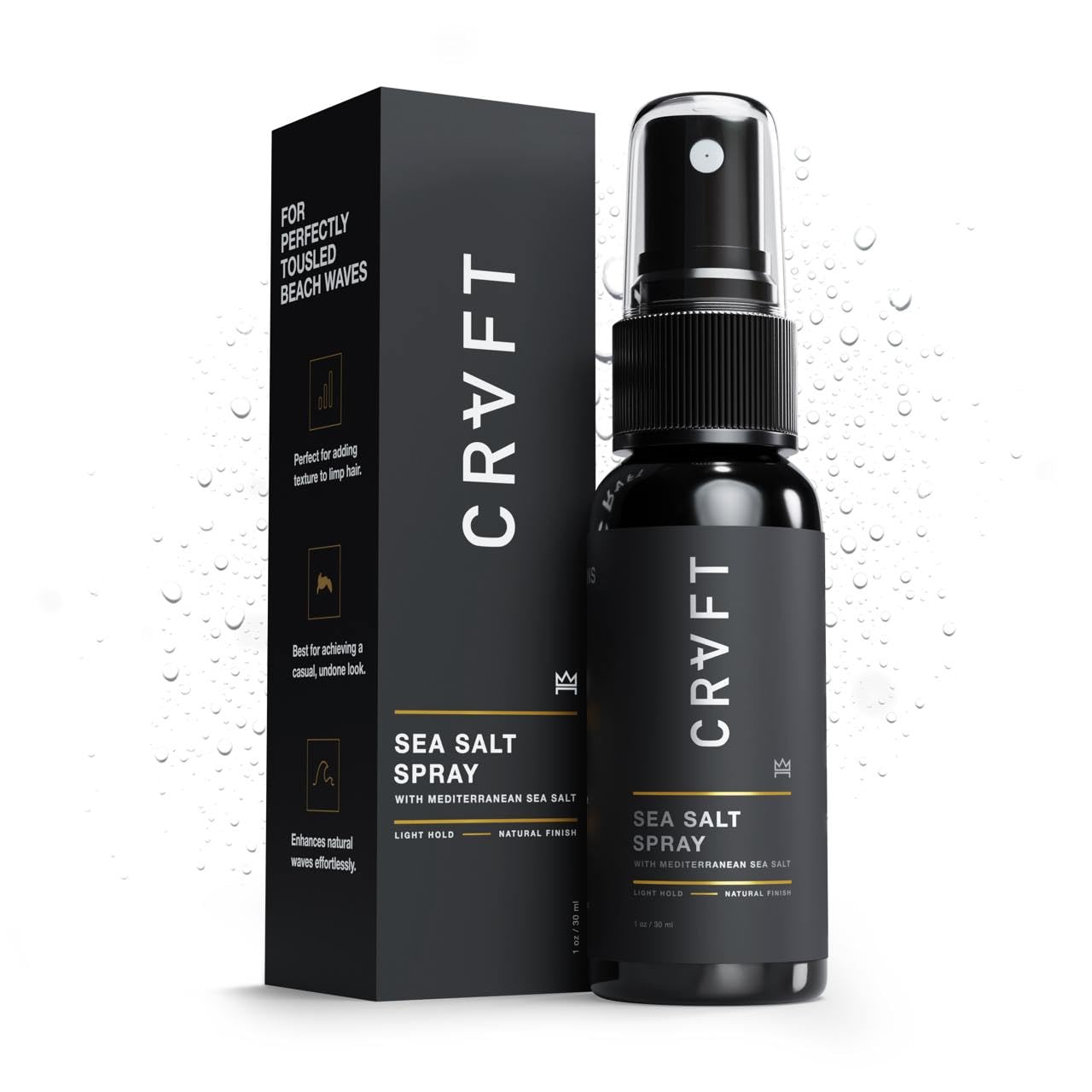CRVFT Sea Salt Spray 1oz | Light Hold/Natural Finish | Add Volume & Texture | Ideal for All Hair Types & Lengths | Men's Texturizing Surf Spray | Made