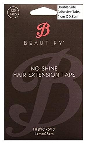 Beautify No Shine Hair Extension Tape Tabs - Double Sided Replacement Tape for Hair Extensions, 120 Tabs per Pack - Shine-Free Hold