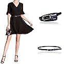CB Women's Elegant Skinny Patent Leather Belts Waistband Slim Waist Belt With Twist To Convert Gold Color Alloy Buckle, Black