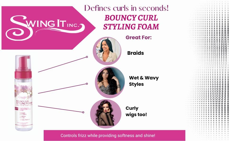 Weave Aide Bouncy Curl Styling Mousse - 8 oz. Frizz Control for Curl Definition and Enhancement, Anti-Frizz Formula