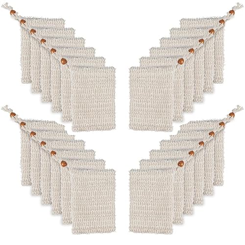 "N/A" OTYMIOW 30 Pack Soap Bags for Bars Soaps Exfoliating Natural Sisal Soap Bag Hand Made Soaps Bag Mesh with Drawstring for Bath & Shower Use