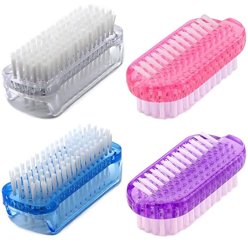 Xjinmin Nail Brush Two Sided Fingernail Scrub Brush Hand Cleaning Brushes Soft Stiff Bristles Nails Toes scrubber for Men Women Kids,4 PCS