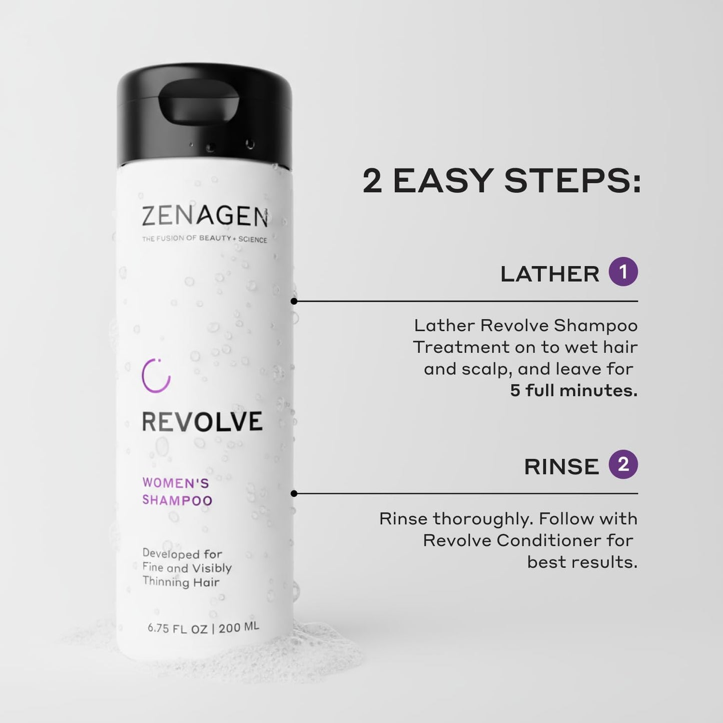 Zenagen Revolve Thickening Shampoo & Conditioner Bundle for Women (6.75 oz Each) - For Fine & Thinning Hair, Supports Fuller, Thicker-Looking Hair
