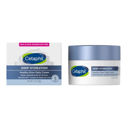 Cetaphil Deep Hydration Healthy Glow Daily Face Cream, 1.7 oz, 48 Hour Dry Skin Face Moisturizer for Sensitive Skin, With Hyaluronic Acid, Vitamin E