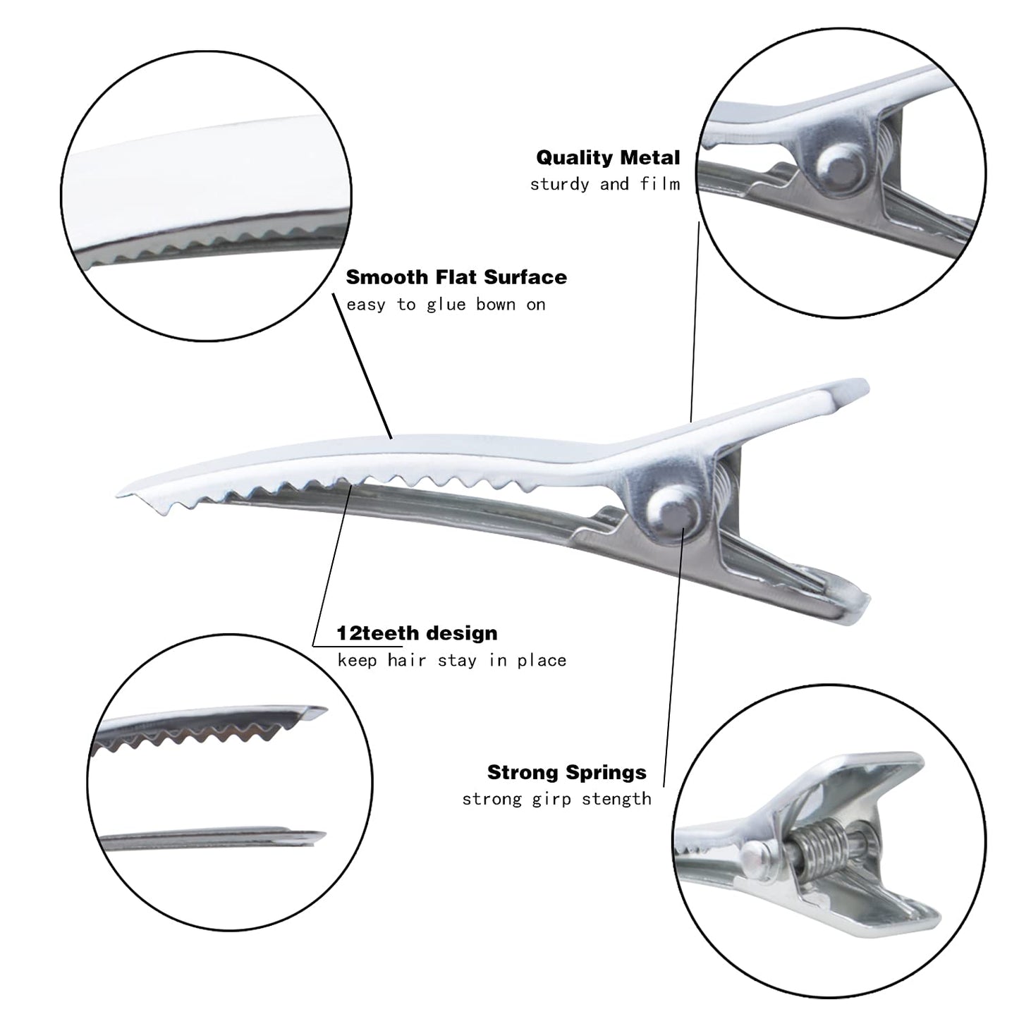 Alligator Hair Clips,100pcs Silver Hair Bow Clips Metal Duckbill Hairpins Hair Clip for Women and Girls Hair Styling Tool DIY Accessories,3.5cm