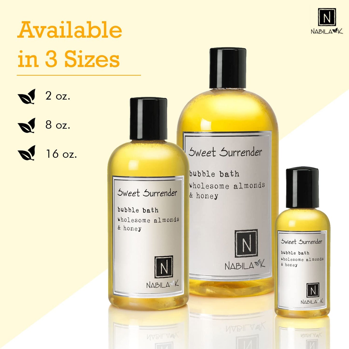 Sweet Surrender Bubble Bath with Almond & Honey Scent by Nabila K - Essential Oils with Natural Ingredients for Sensitive Skin, Tear-Free, Gentle