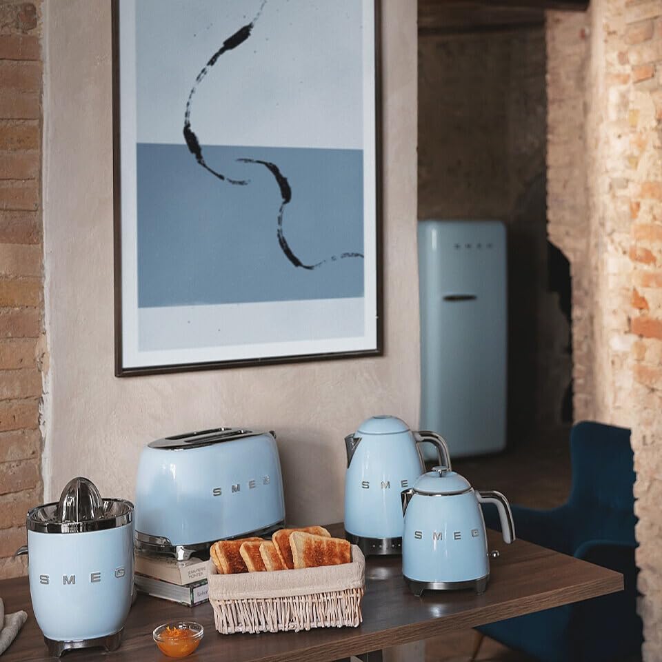 SMEG 7-Cup Variable Temperature Electric Kettle - Retro Style Aesthetic with Advanced Technology - Stainless Steel, 1400W, 120V, 360° Swivel Base…