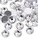 qiipii 400pcs SS30 Crystal White Nail Flatback Rhinestones Bulk Nail Art 6.1mm Round Glass Gems Beads Stones Diamonds for Eye Makeup Nail Decoration