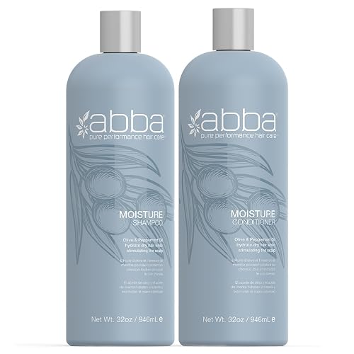 ABBA - Pure Moisture Shampoo & Conditioner Hydrating & Nourishing Value Duo Set - Olive Butter & Peppermint Oil, 32 fl oz Each