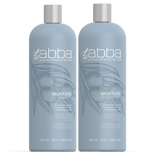 ABBA - Pure Moisture Shampoo & Conditioner Hydrating & Nourishing Value Duo Set - Olive Butter & Peppermint Oil, 32 fl oz Each