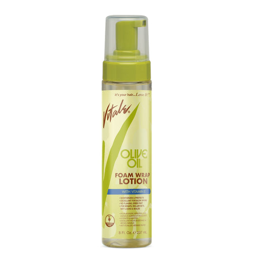 VITALE Olive Oil Foam Wrap Hair Lotion, 8 fl oz - Flake-Free Anti-Breakage Styling - for Men & Women - Safe for Color Treated Scalp - Moisturize