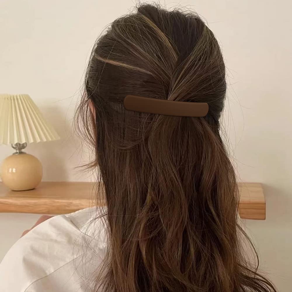 ATODEN Hair Claw Clips for Women - 3Pcs Matte Barrettes for Thin Fine Hair, 3.54" Flat Pins, French Clips for Short Medium Hair, Hair Accessories