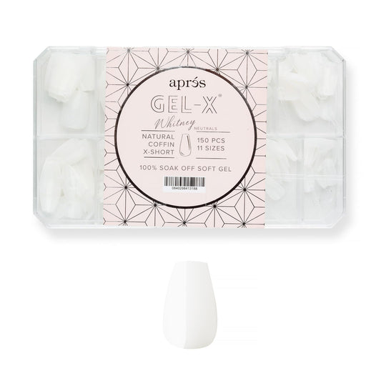 Aprés Neutrals Gel-X Whitney Box Of Nail Tips, 11 Sizes 00-9, Soft Gel Tip Box (150pcs) (Natural Coffin Extra Short, 150) Beauty & Personal Care APRÉS