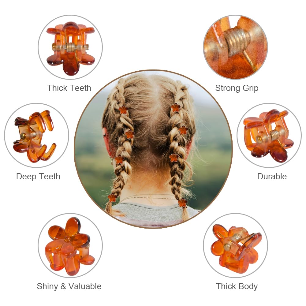 Mini Flower Hair Clip Flower Clips,Colorful Mini Hair Claw,for Women, Girls,Baby, Toddler Bangs Strong Grip Small Tiny Rainbow Hair Clips (100, brown) Beauty and Personal Care Yongdeli
