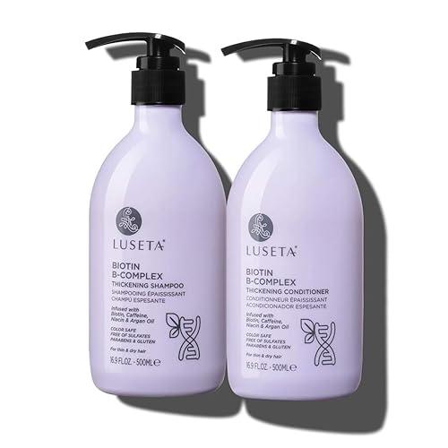 LUSETA Thickening & Hair Strengthening Care- Biotin B-Complex Shampoo and Conditioner Set for Thinning Hair. Routine Volumizing Formula with Niacin
