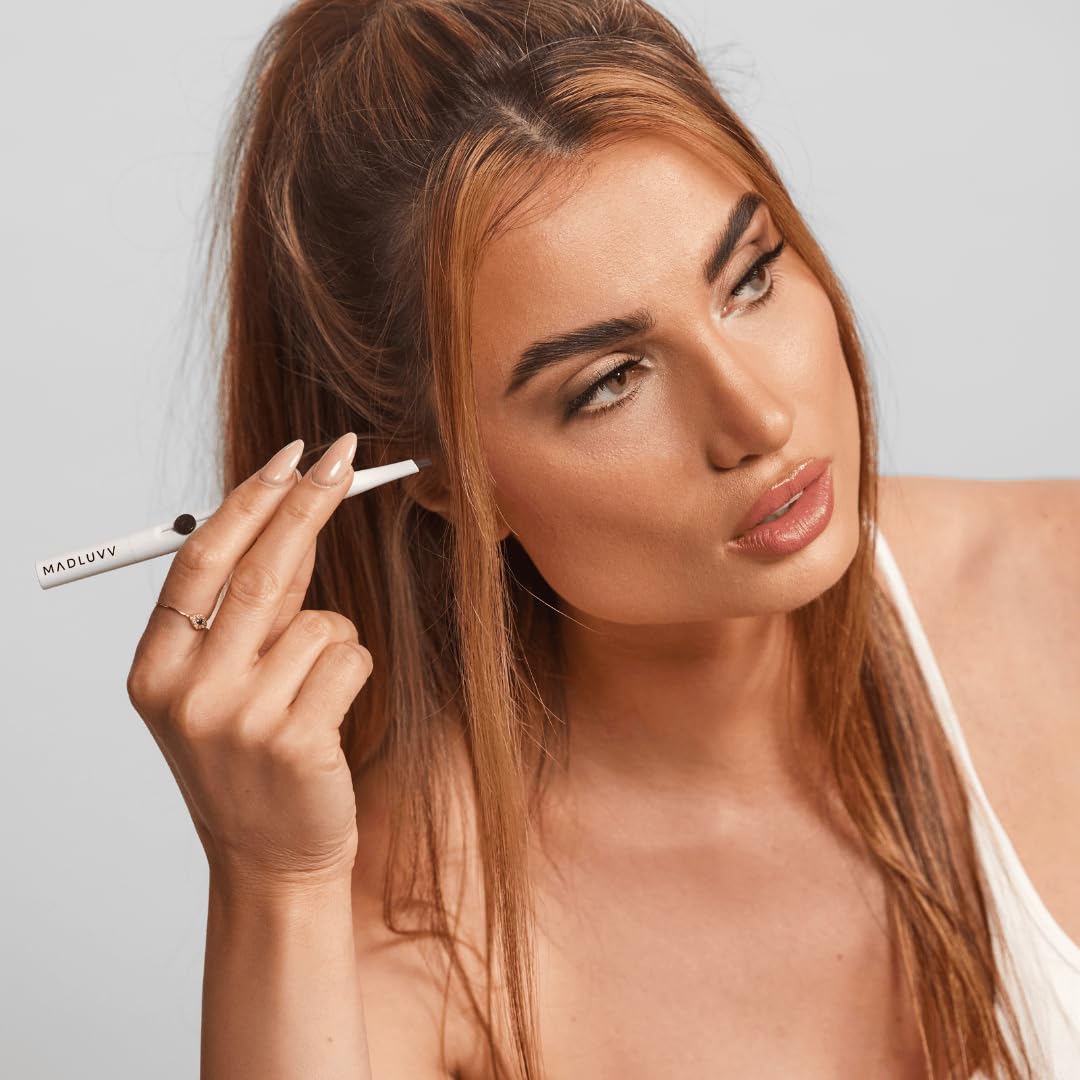 MADLUVV Exacto Brow Pencil for Flawless, Long Lasting, Realistic Brows with Dual-Ended Design Featuring Retractable Blade Tip for Precise Hair Like