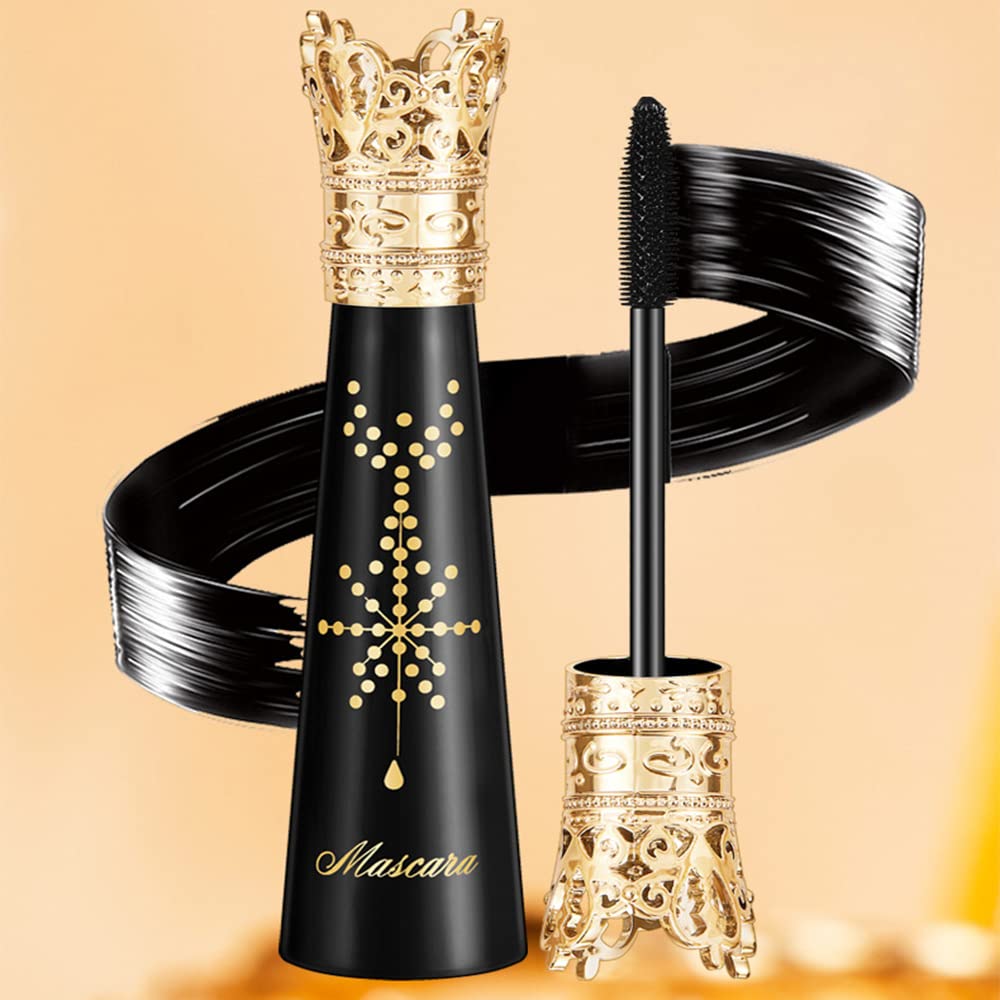4D Silk Fiber Lash Mascara Waterproof, Liquid Lash Extension Crown Mascara Black Volume and Length, Long Lasting, Thickening & Lengthening, All Day